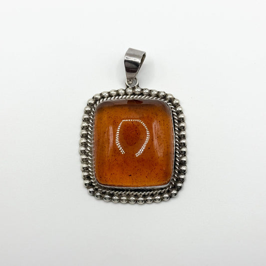Vintage Taxco Mexico Amber 925 Sterling Silver Pendant