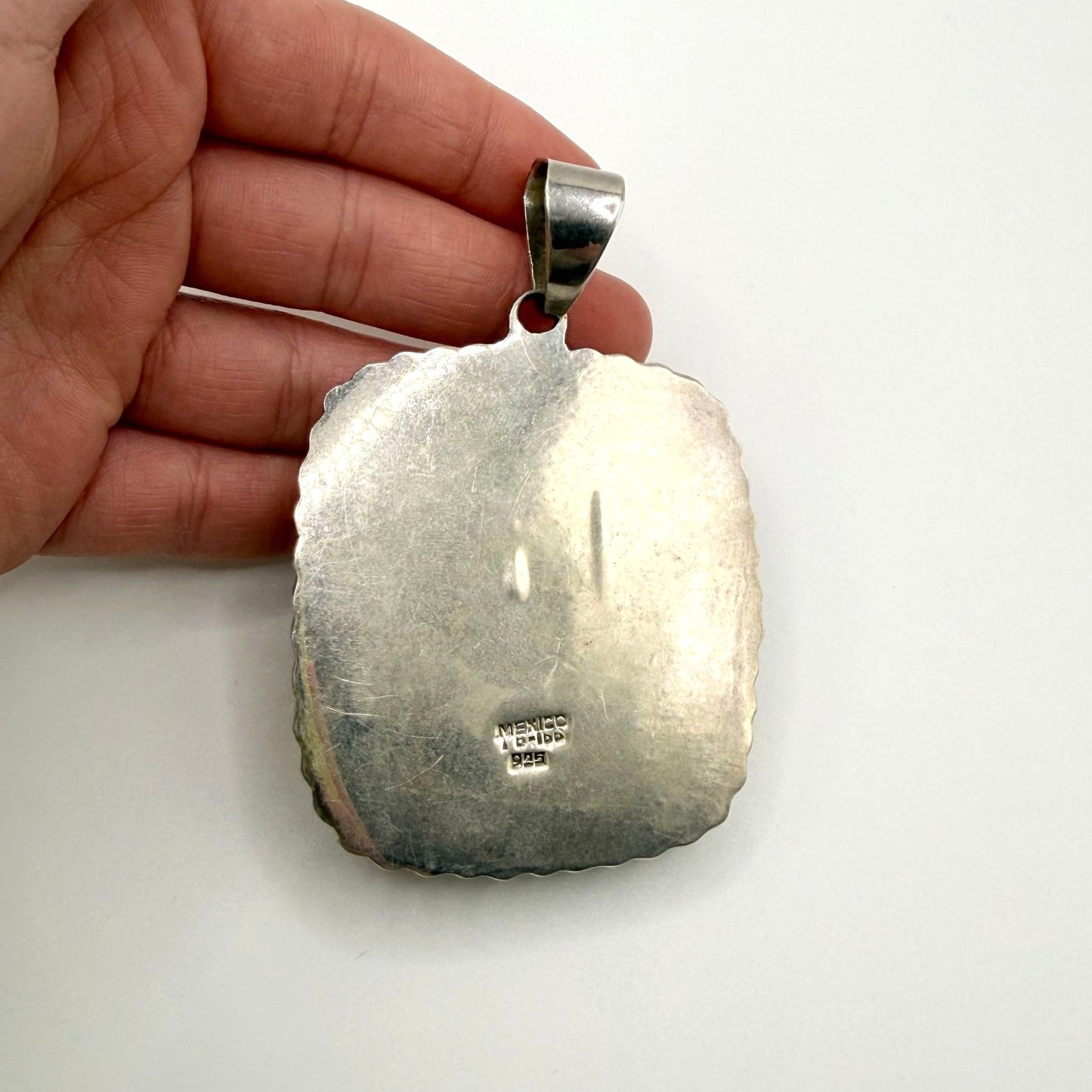 Vintage Taxco Mexico Amber 925 Sterling Silver Pendant