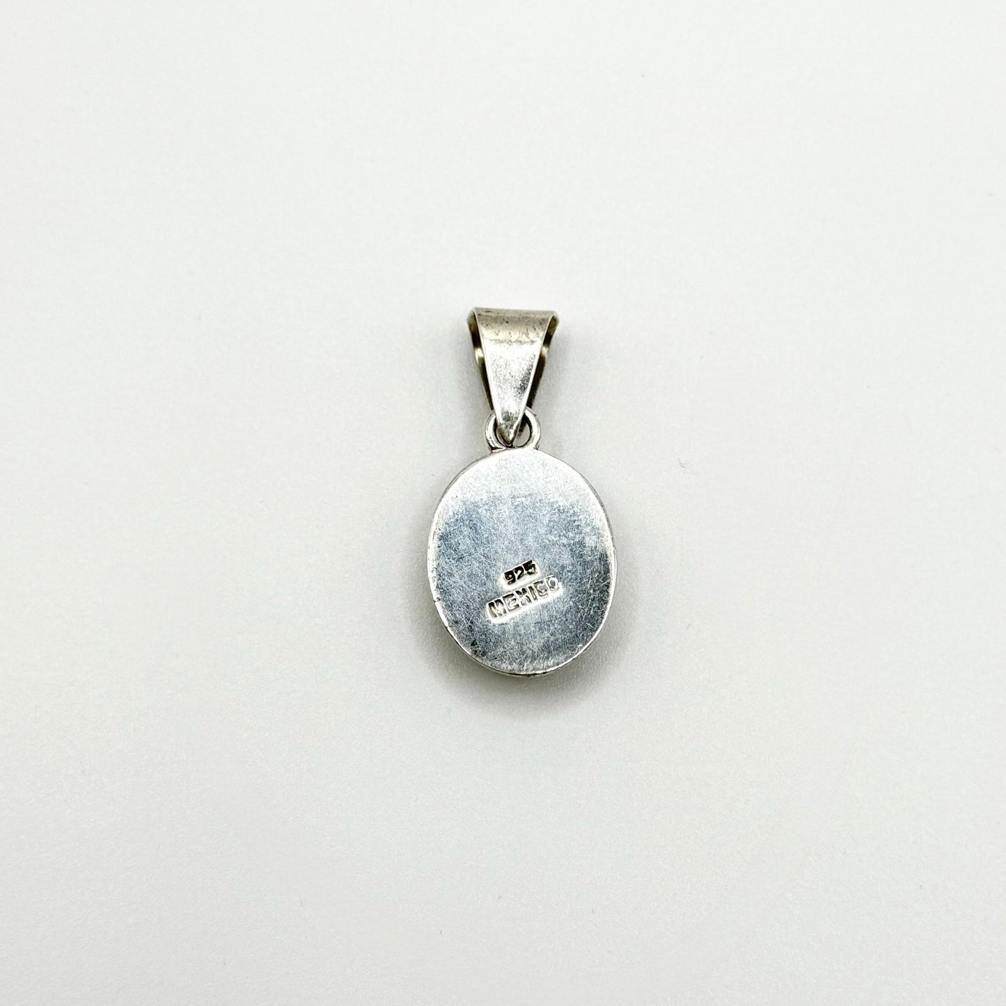 Vintage Mexican 925 Silver Pendant With Black Onyx Oval Stone