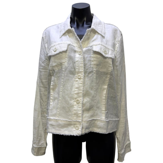 Tommy Bahama White Linen Jacket Button-Up L