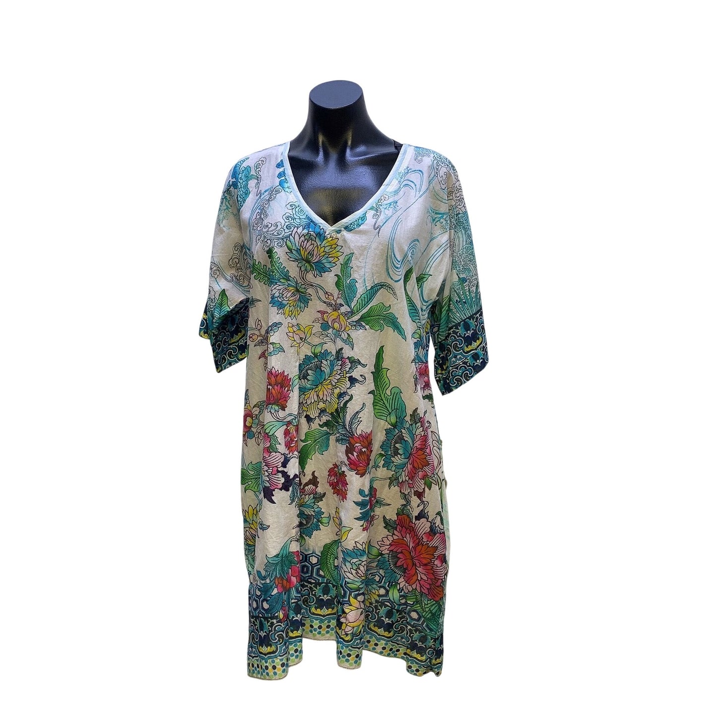 NWT Johnny Was Floral Print Tunic Dress Size L Multicolor