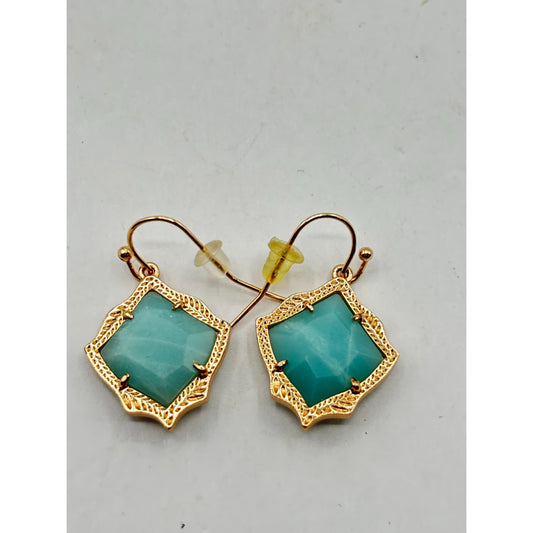 Kendra Scott Gold-Plated Drop Earrings With Faceted Amazonite Stone