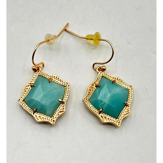 Kendra Scott Gold-Plated Drop Earrings With Faceted Amazonite Stone