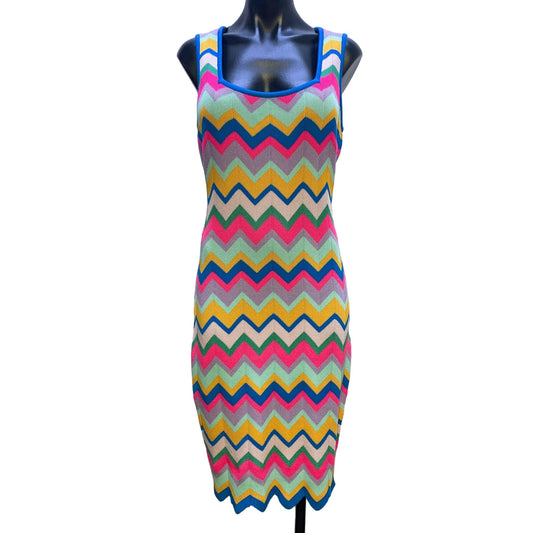 NWT Milly Multi Color Chevron Print Dress Size Large