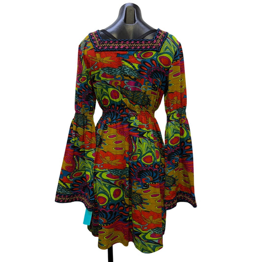 Double D Ranch Dress With Bell Sleeves & Colorful Floral Pattern M