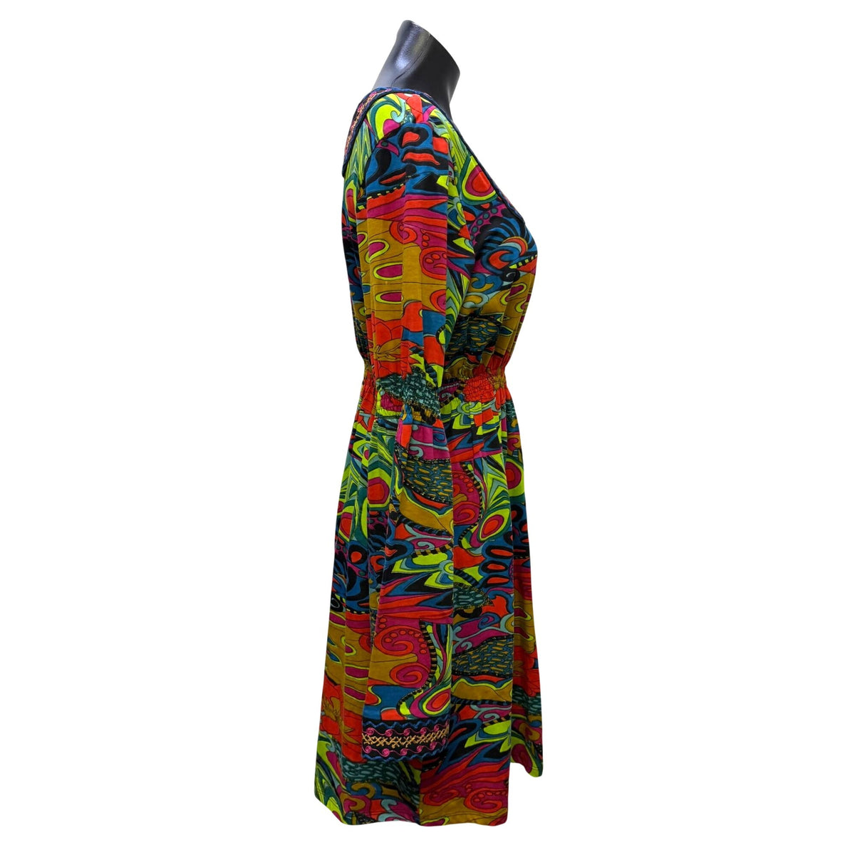 Double D Ranch Dress With Bell Sleeves & Colorful Floral Pattern M