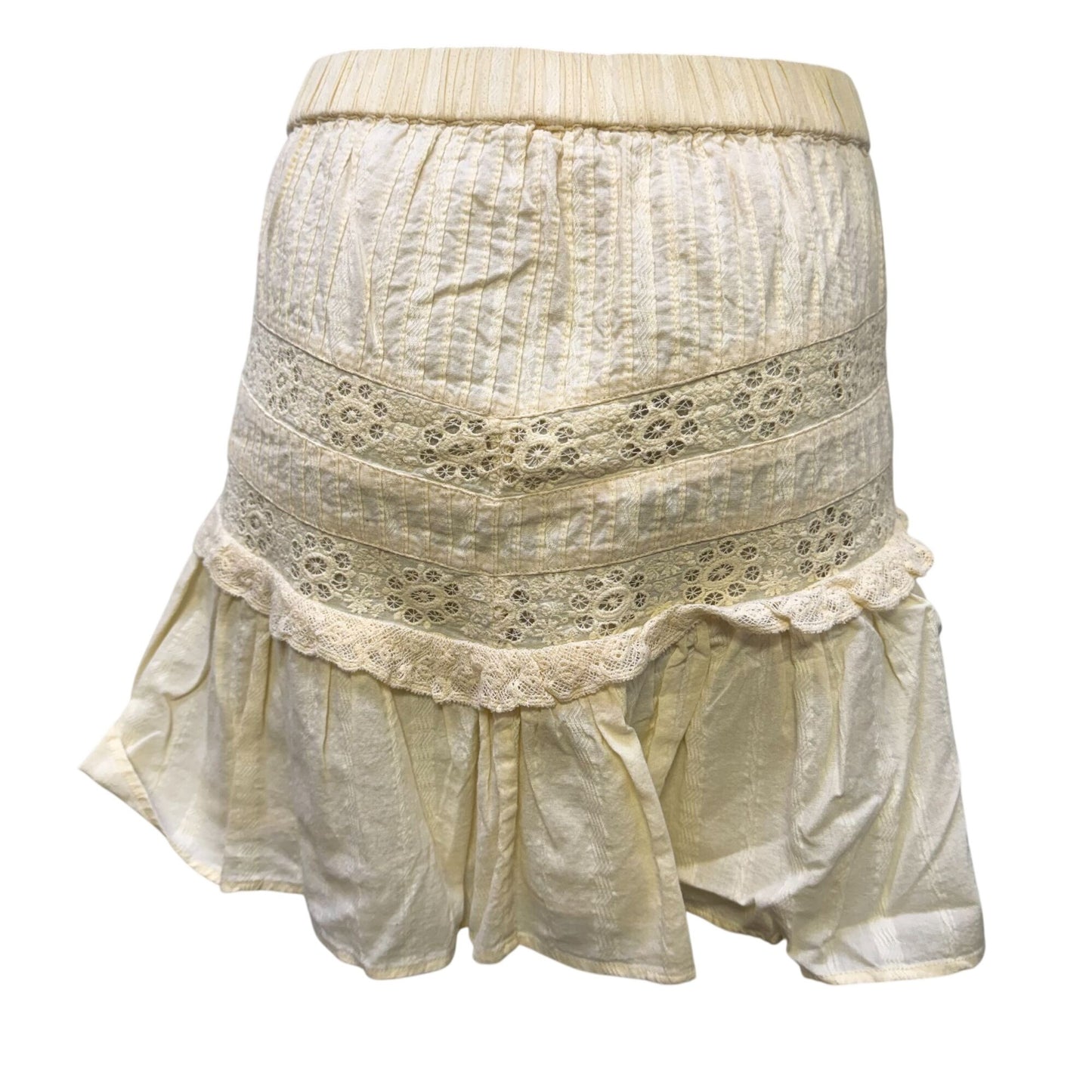 NWT Love Shack Fancy Ivory Cotton Skirt With Embroidered Lace Detail XL