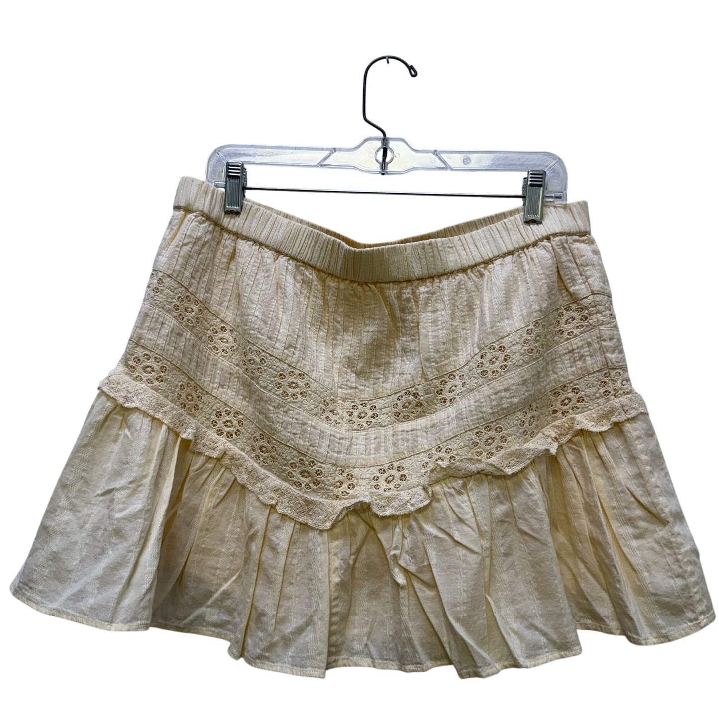 NWT Love Shack Fancy Ivory Cotton Skirt With Embroidered Lace Detail XL