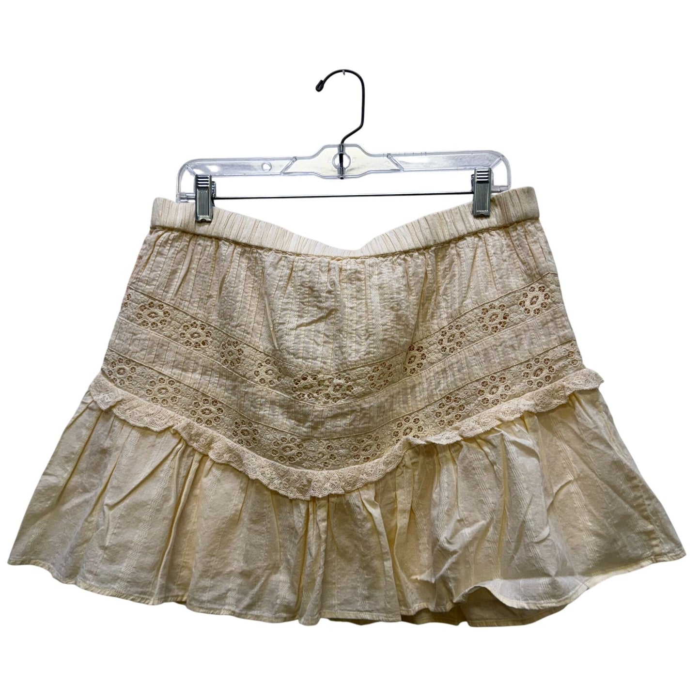 NWT Love Shack Fancy Ivory Cotton Skirt With Embroidered Lace Detail XL