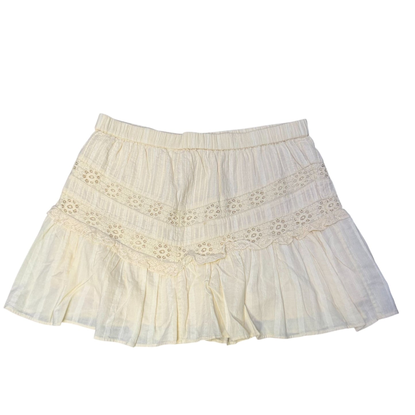 NWT Love Shack Fancy Ivory Cotton Skirt With Embroidered Lace Detail XL
