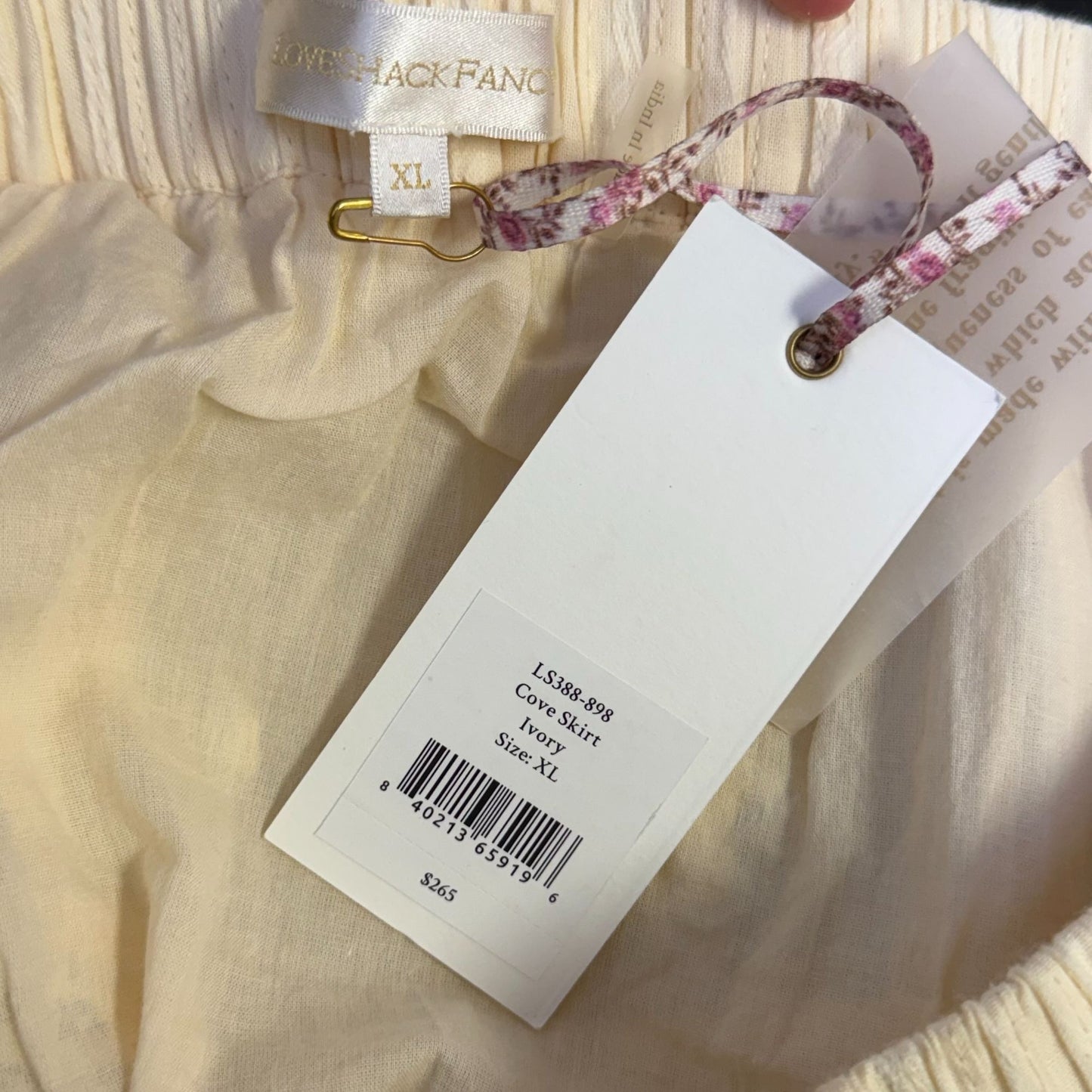 NWT Love Shack Fancy Ivory Cotton Skirt With Embroidered Lace Detail XL