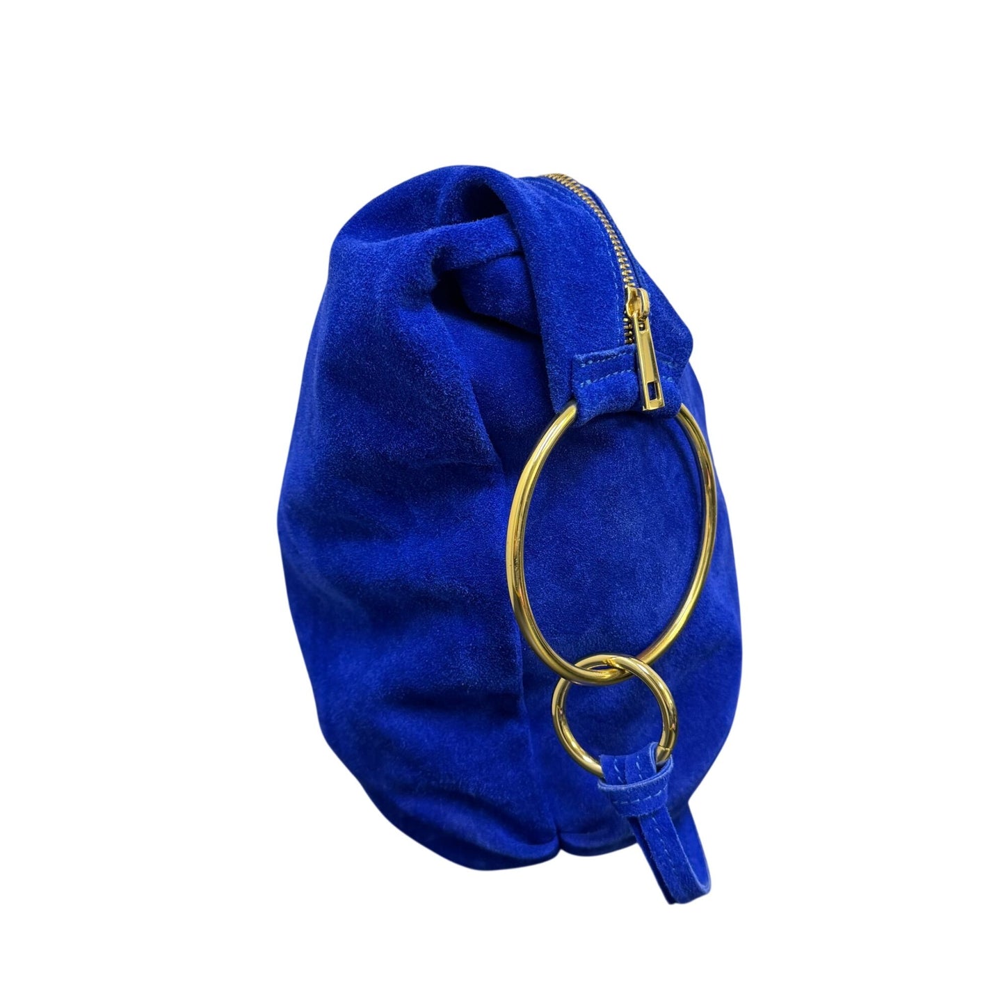 Marlon Blue Genuine Leather Hobo Bag With Gold-Tone Accents
