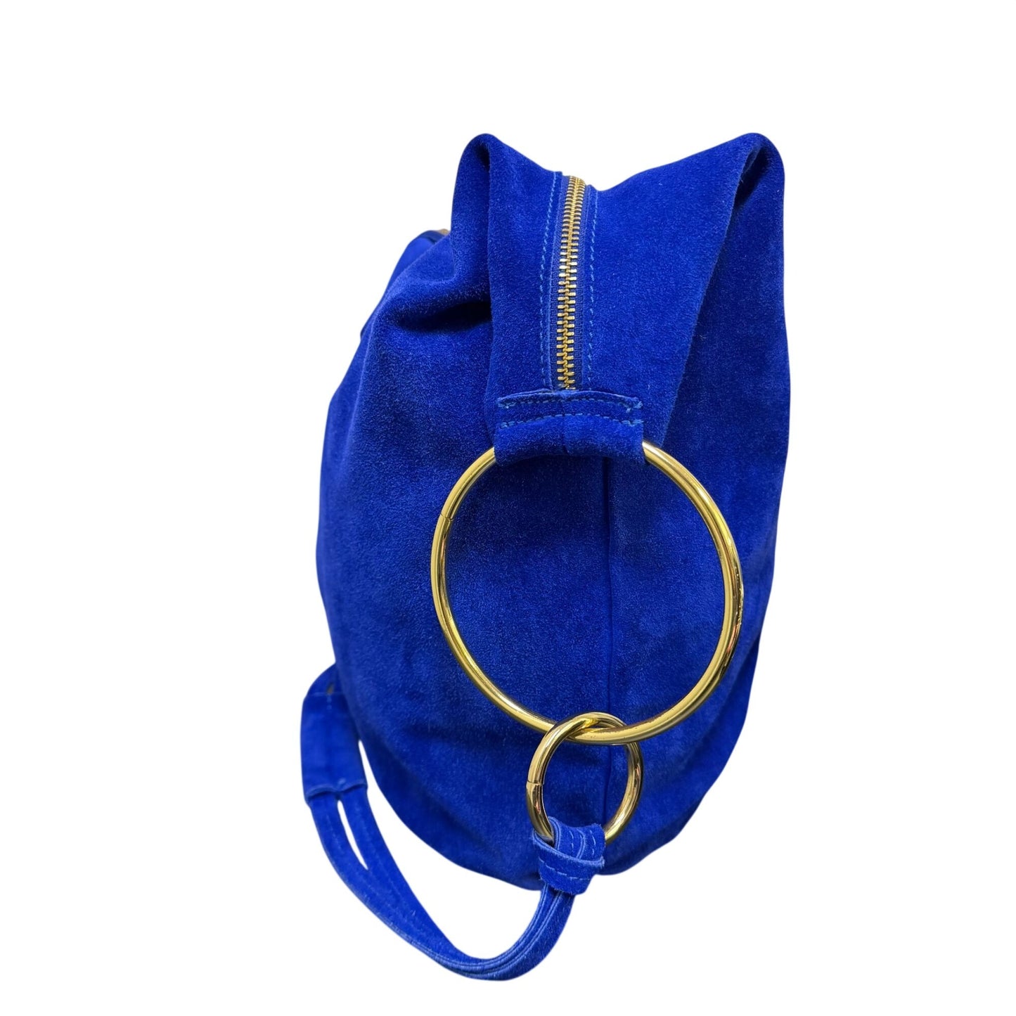 Marlon Blue Genuine Leather Hobo Bag With Gold-Tone Accents