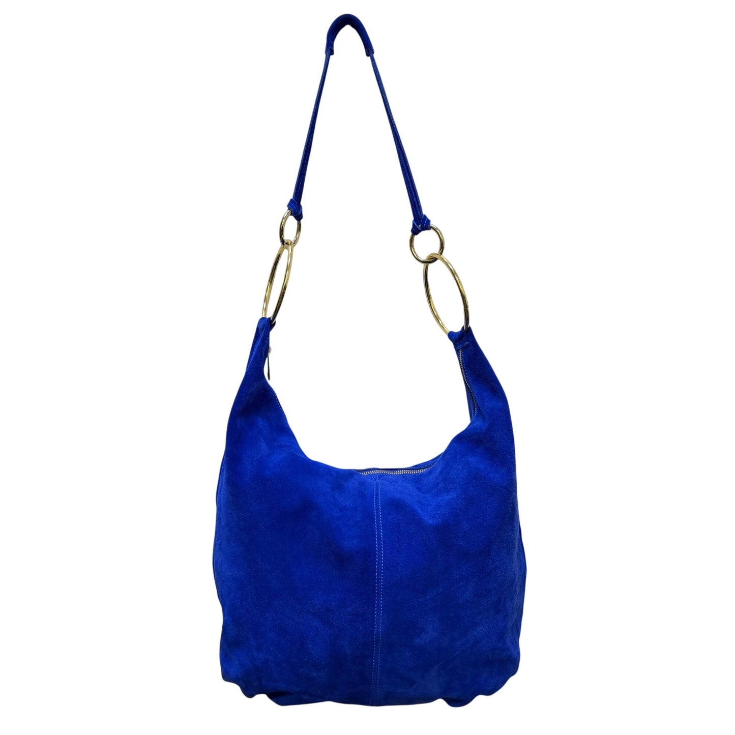 Marlon Blue Genuine Leather Hobo Bag With Gold-Tone Accents