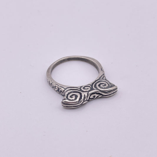Dian Malouf Sterling Silver Swirl Design Statement Ring Original Pouch 9