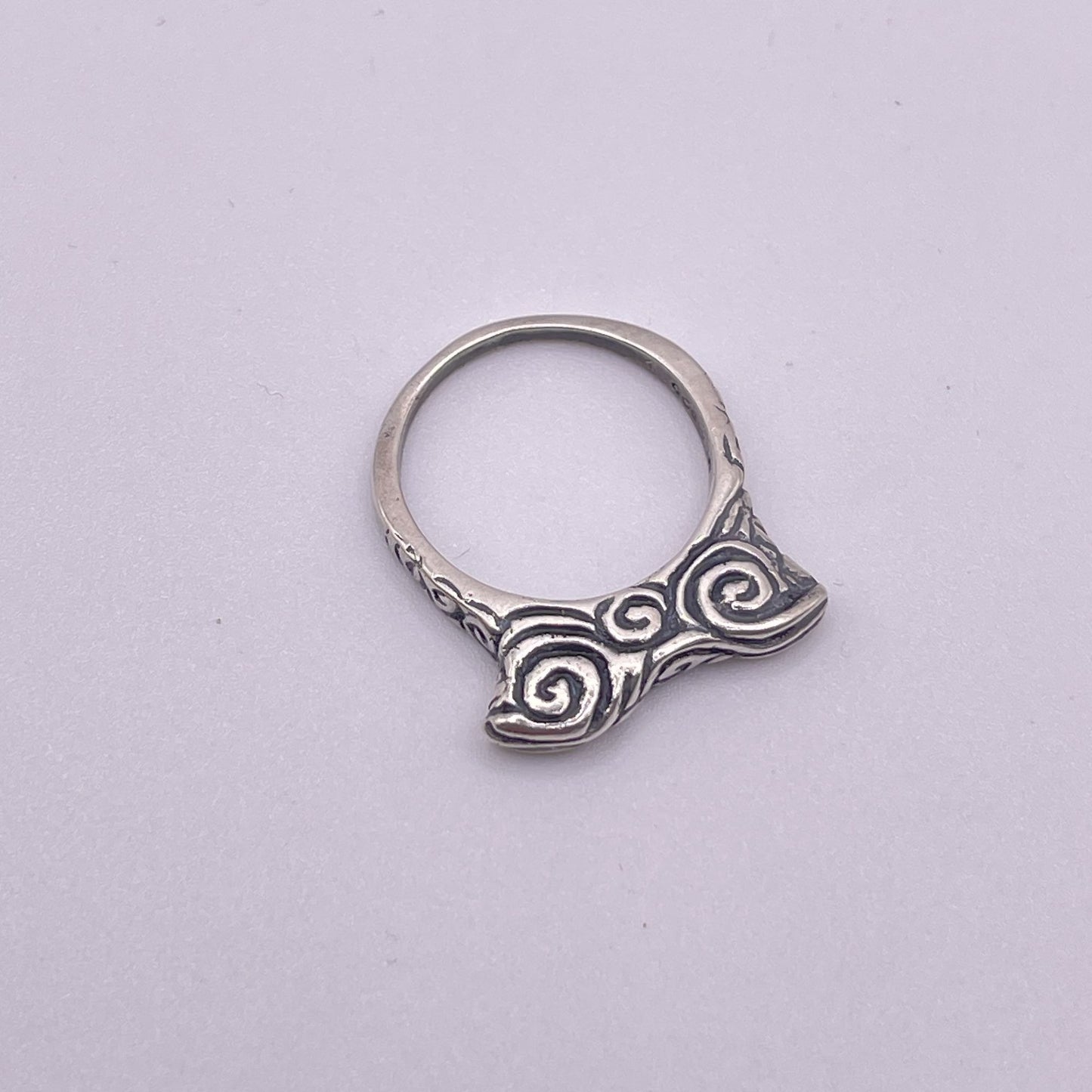 Dian Malouf Sterling Silver Swirl Design Statement Ring Original Pouch 9