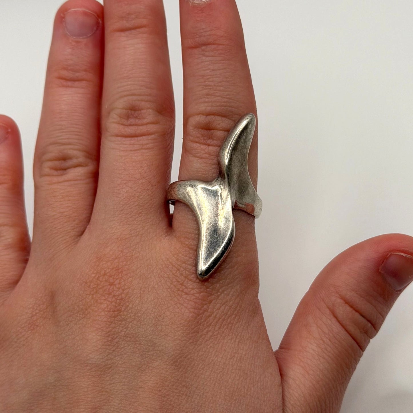 Abstract Sterling Silver Ring Size 9.5