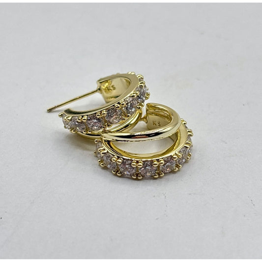 Kendra Scott Gold & Crystal Pave Huggie Hoop Earrings