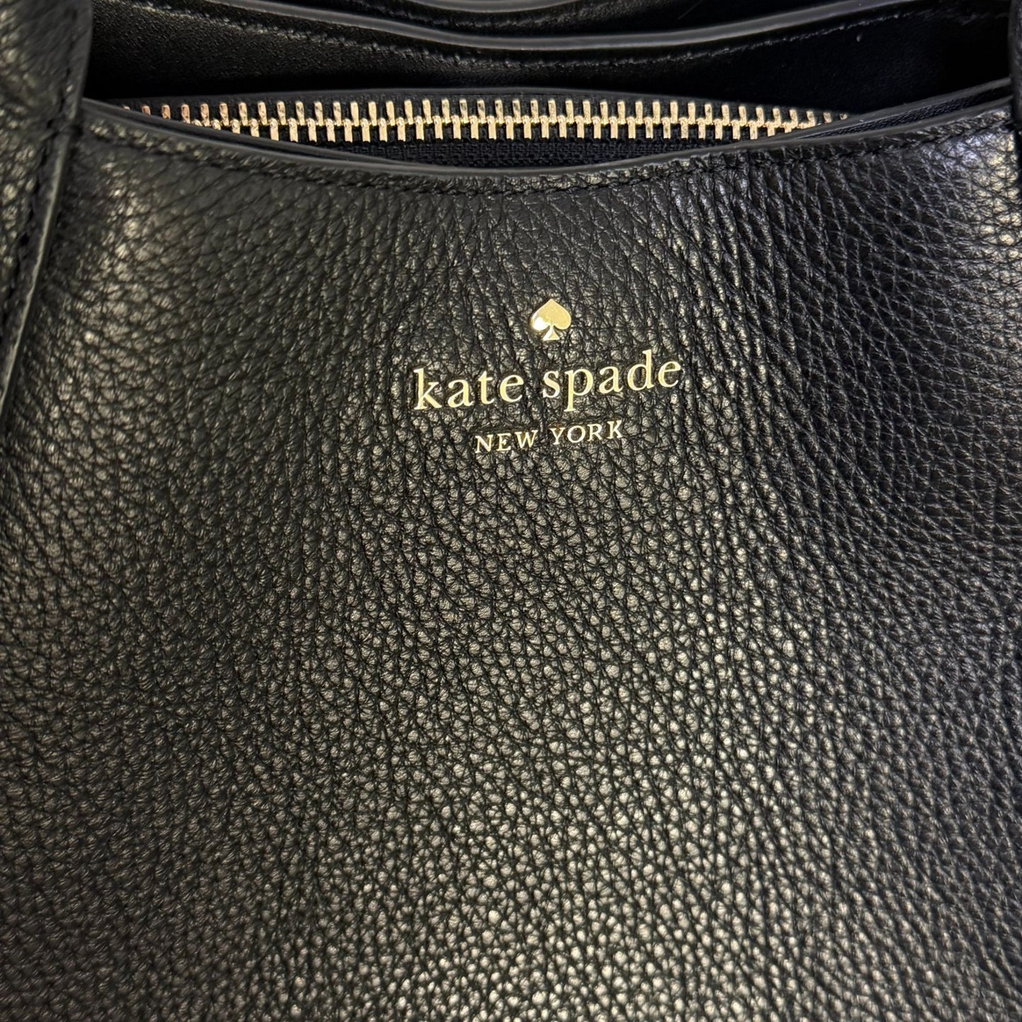 Kate Spade Black Pebbled Leather Satchel Bag With Adjustable Crossbody Strap