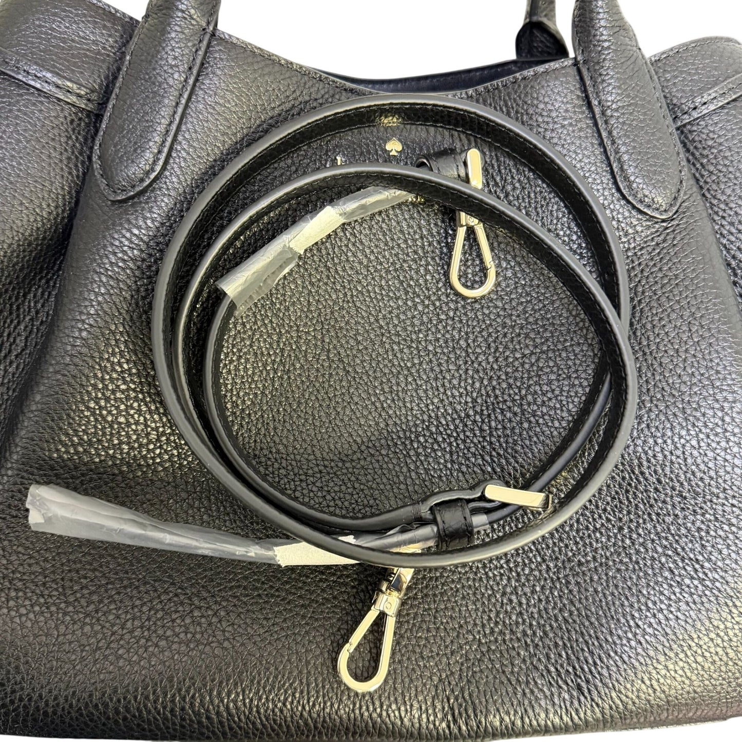 Kate Spade Black Pebbled Leather Satchel Bag With Adjustable Crossbody Strap