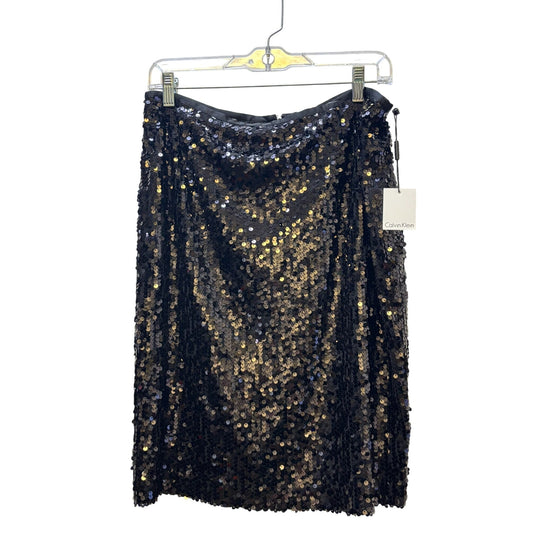 NWT Calvin Klein Black Sequin Pencil Skirt Sparkle Evening 10