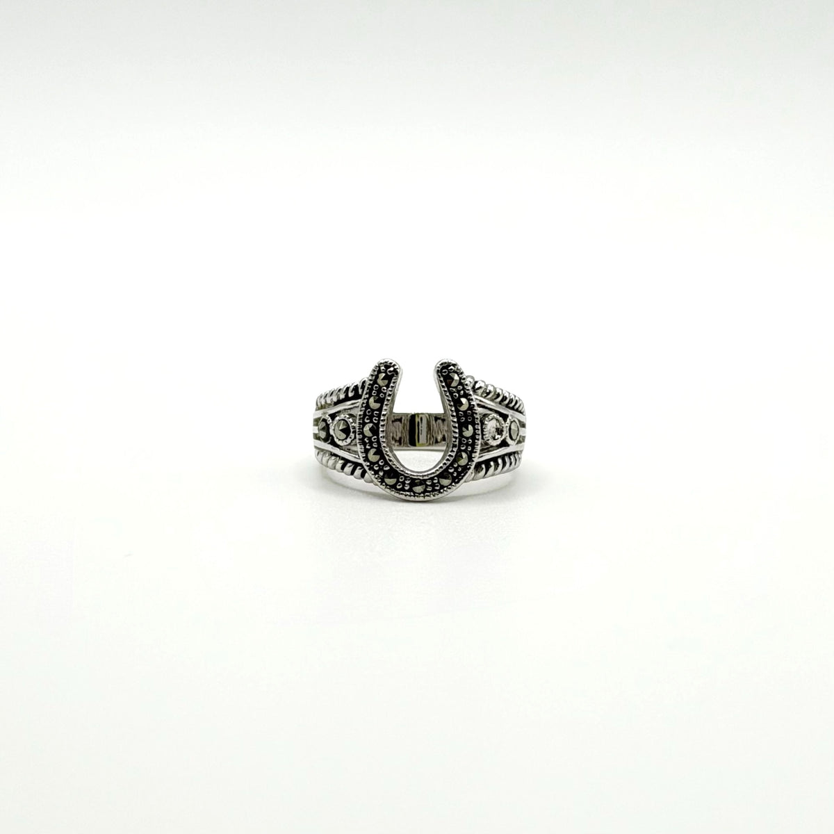 R.S. Covenant Marcasite Horseshoe Silver Ring Size 7.5