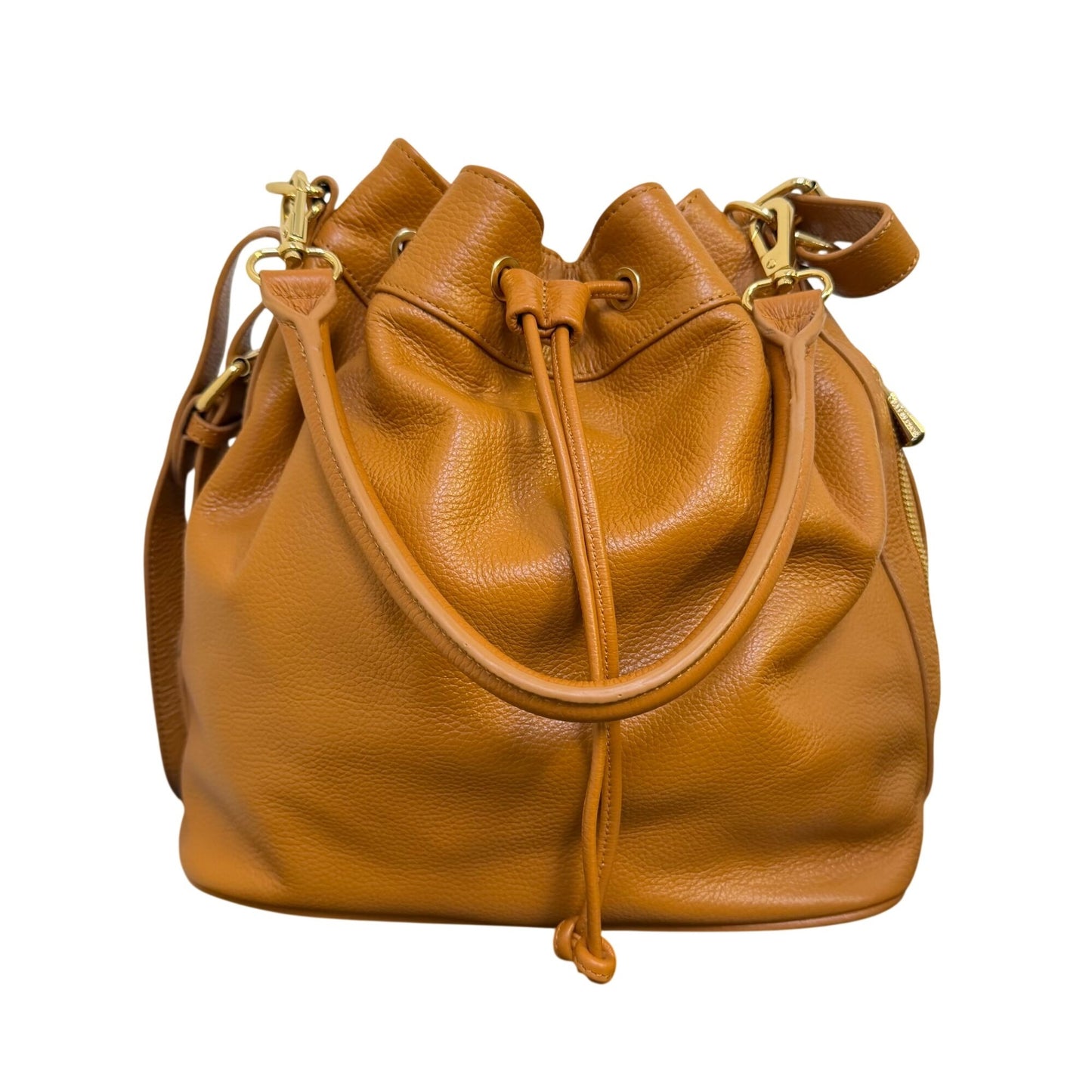 Ora Delphine Brown Leather Shoulder Bag With Gold Hardware
