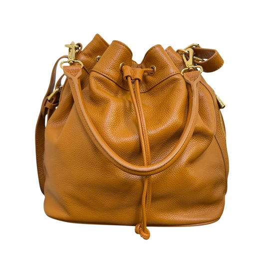 Ora Delphine Brown Leather Shoulder Bag With Gold Hardware