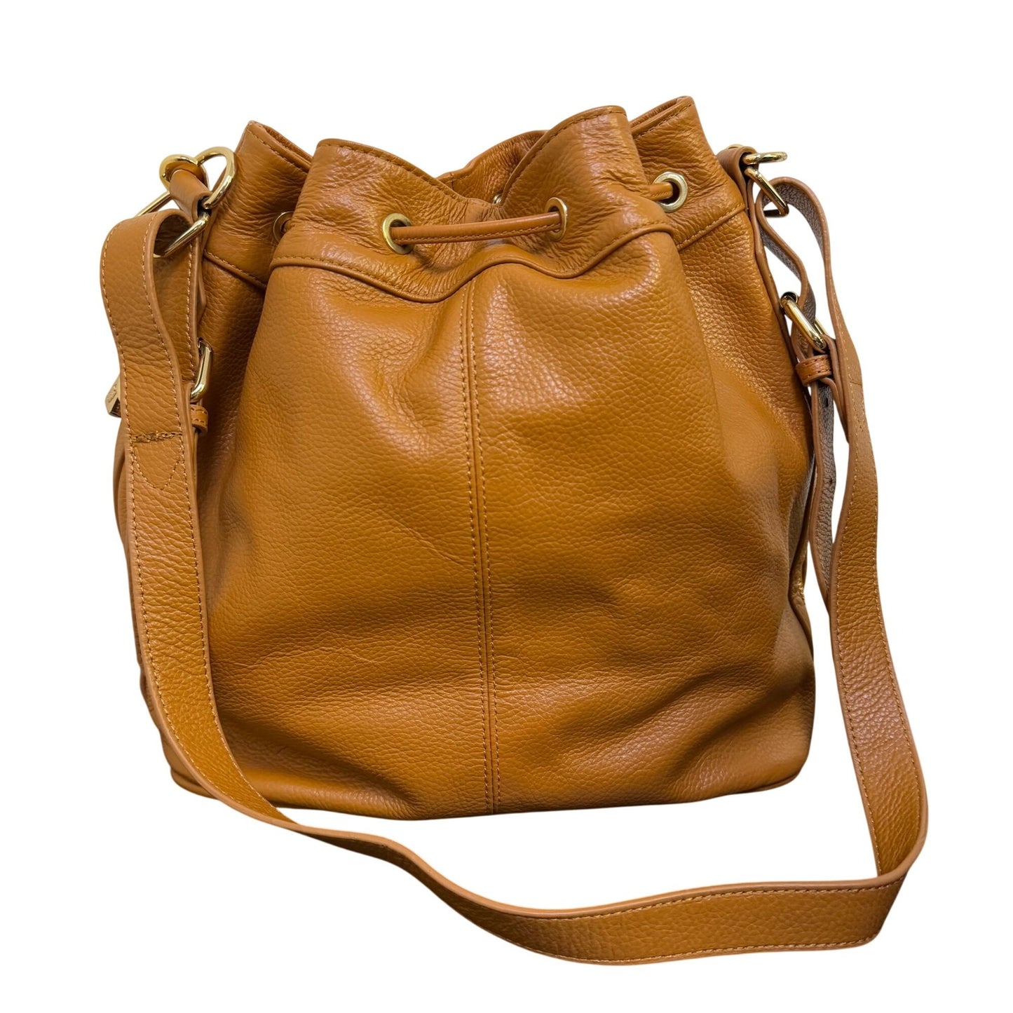 Ora Delphine Brown Leather Shoulder Bag With Gold Hardware