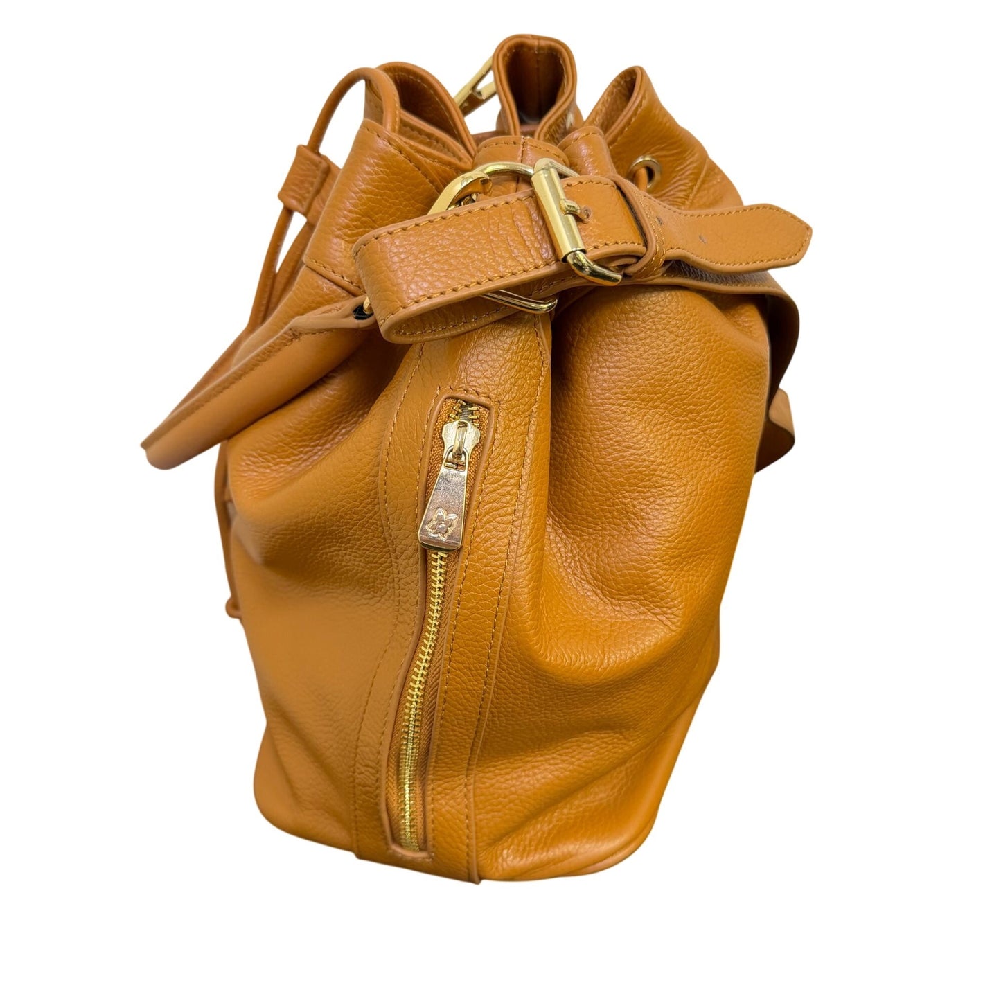 Ora Delphine Brown Leather Shoulder Bag With Gold Hardware