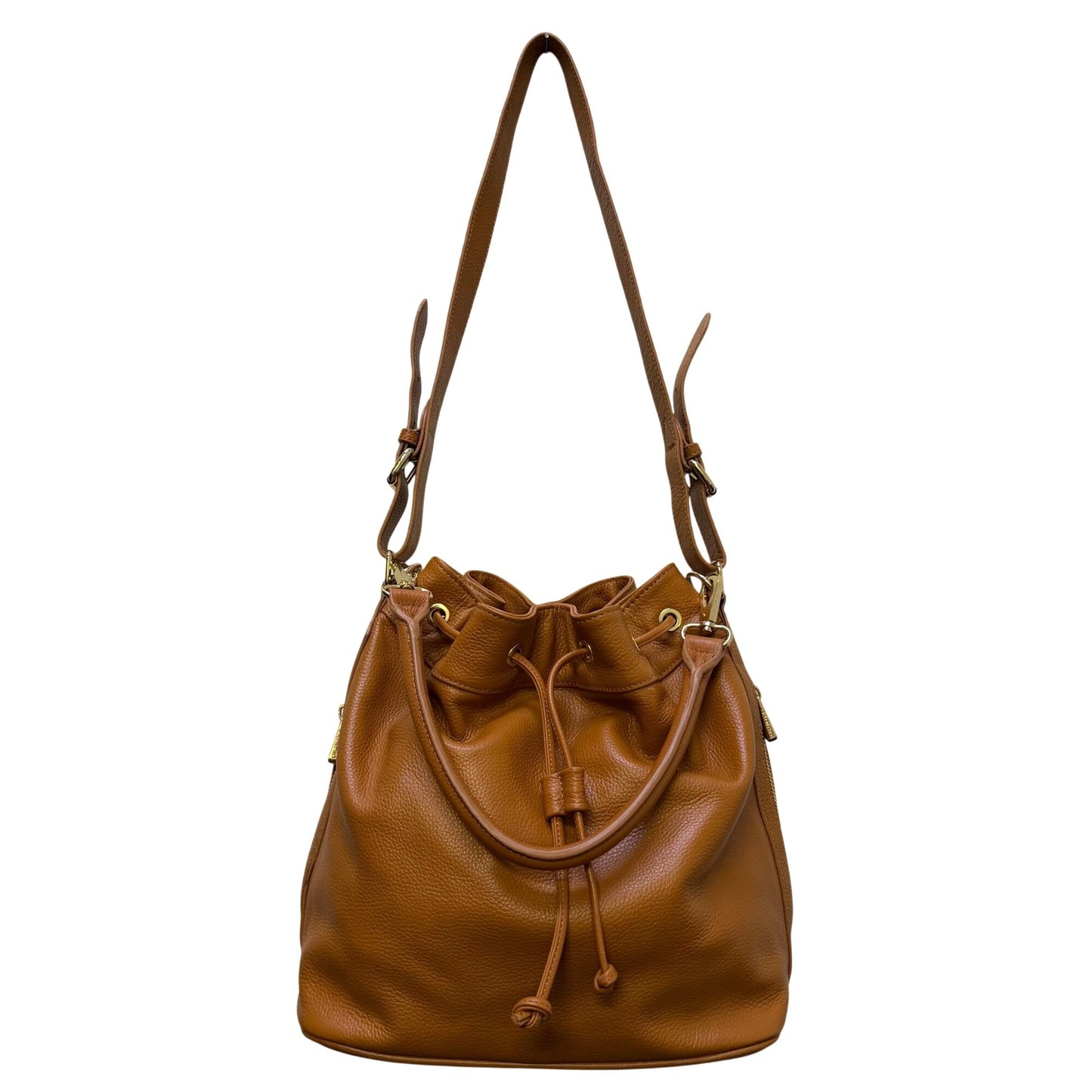 Ora Delphine Brown Leather Shoulder Bag With Gold Hardware