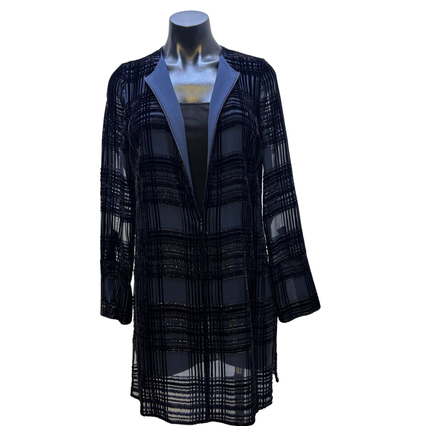 NWT Akris Sheer Tunic Midnight Blue Size 6 2p