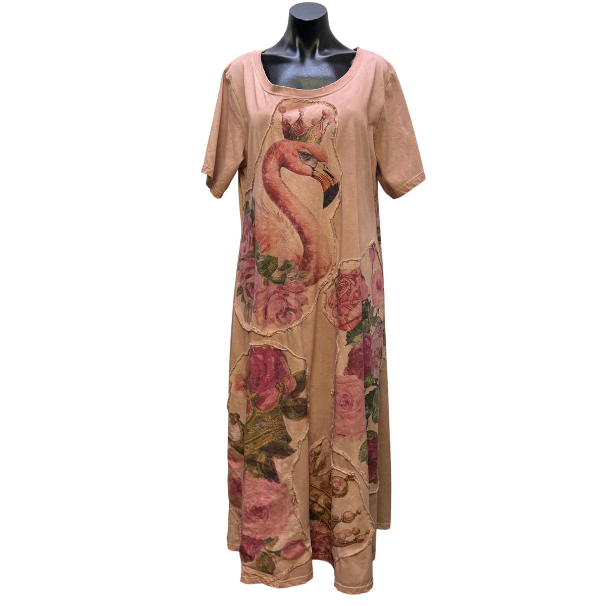 A Rare Bird Pink Flamingo Rose Maxi Dress OS