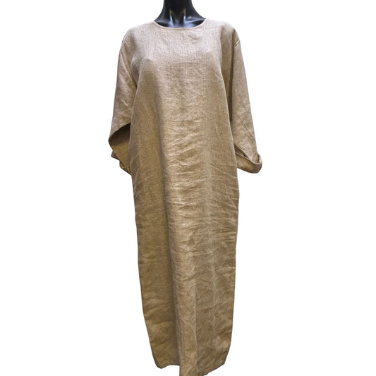 What's Up Linen Wheat Color Maxi Dress L