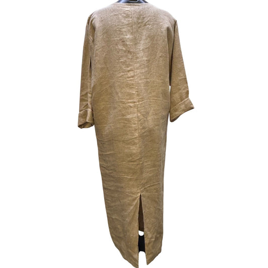 What's Up Linen Wheat Color Maxi Dress L