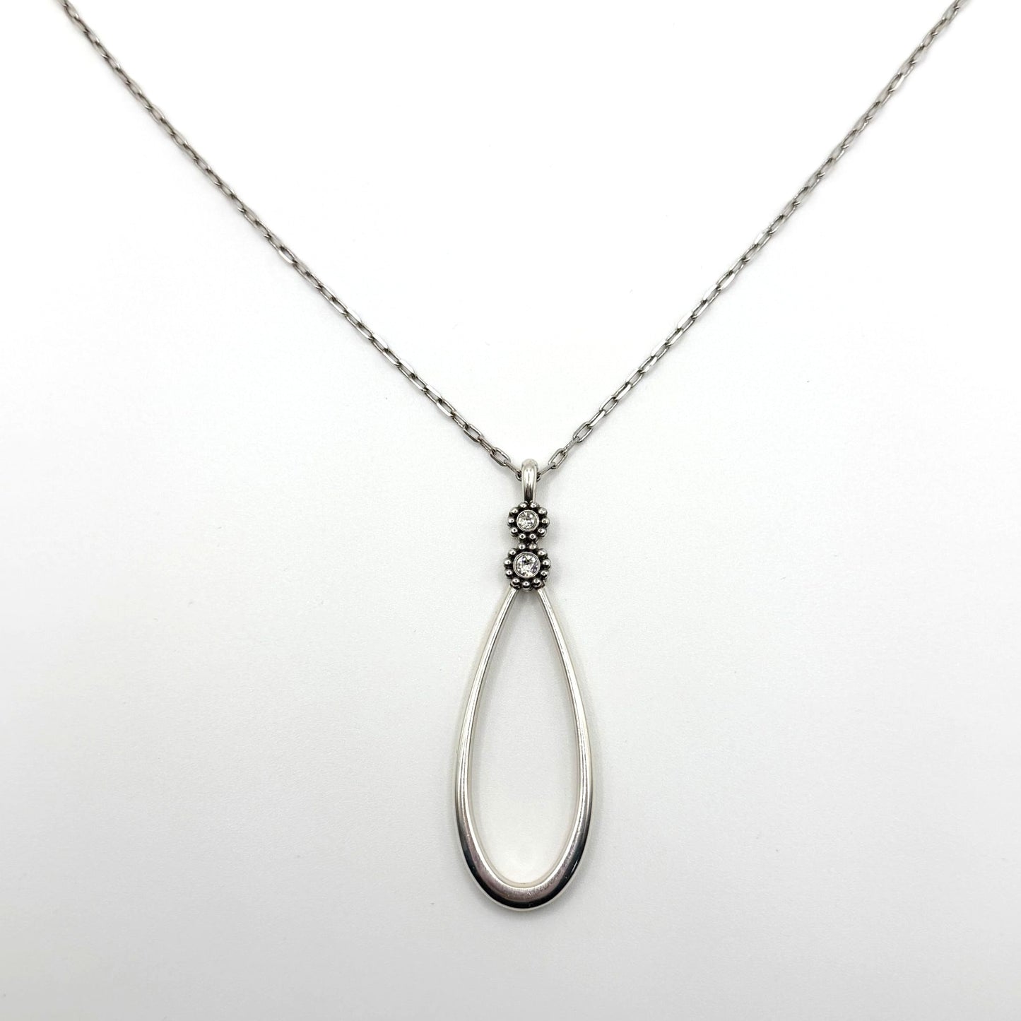 Brighton Twinkle Loop Linx Convertible Silver Teardrop Pendant Necklace