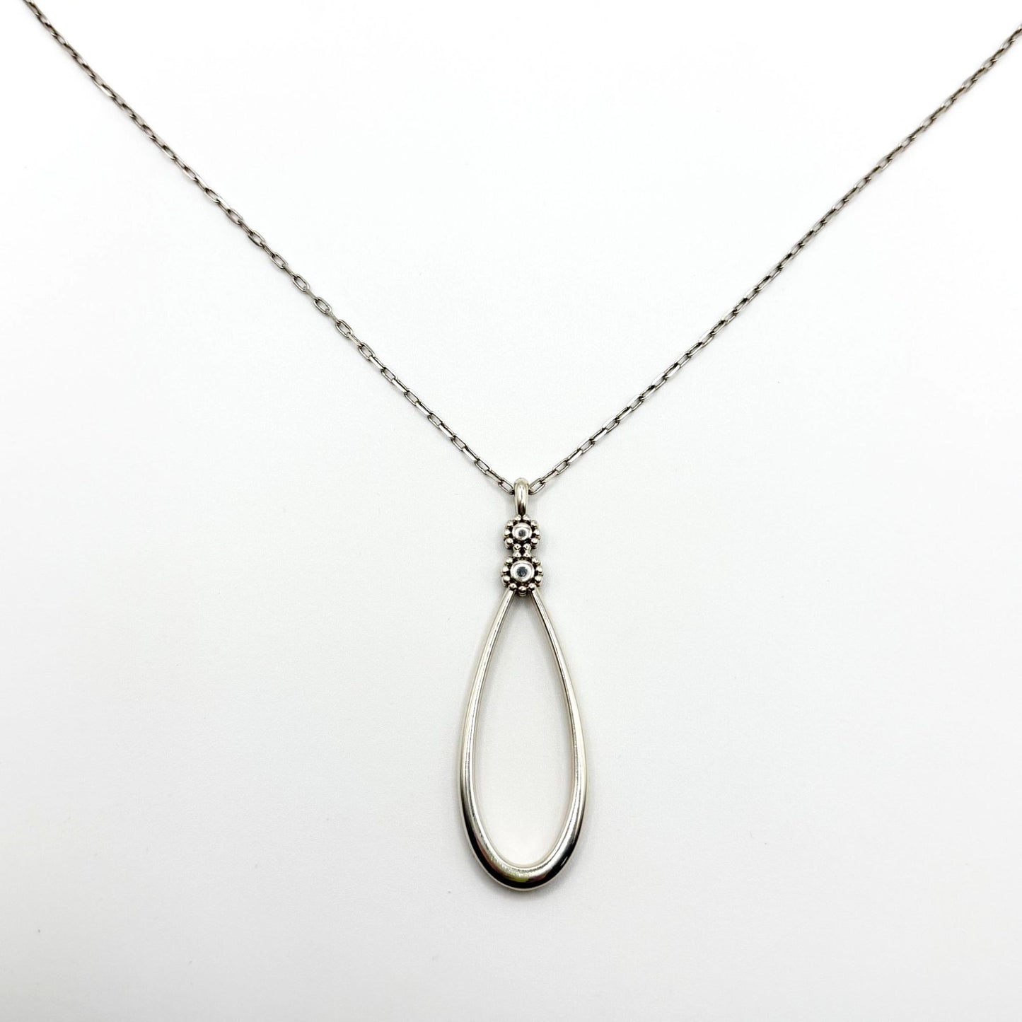 Brighton Twinkle Loop Linx Convertible Silver Teardrop Pendant Necklace