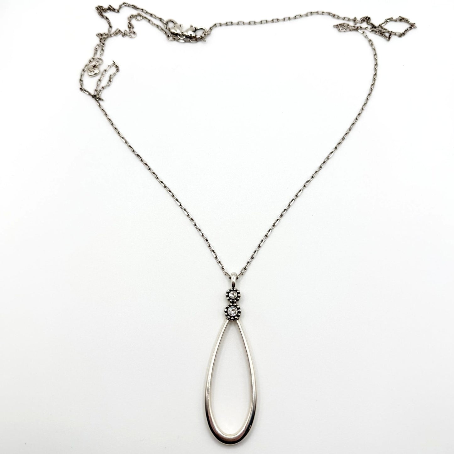 Brighton Twinkle Loop Linx Convertible Silver Teardrop Pendant Necklace