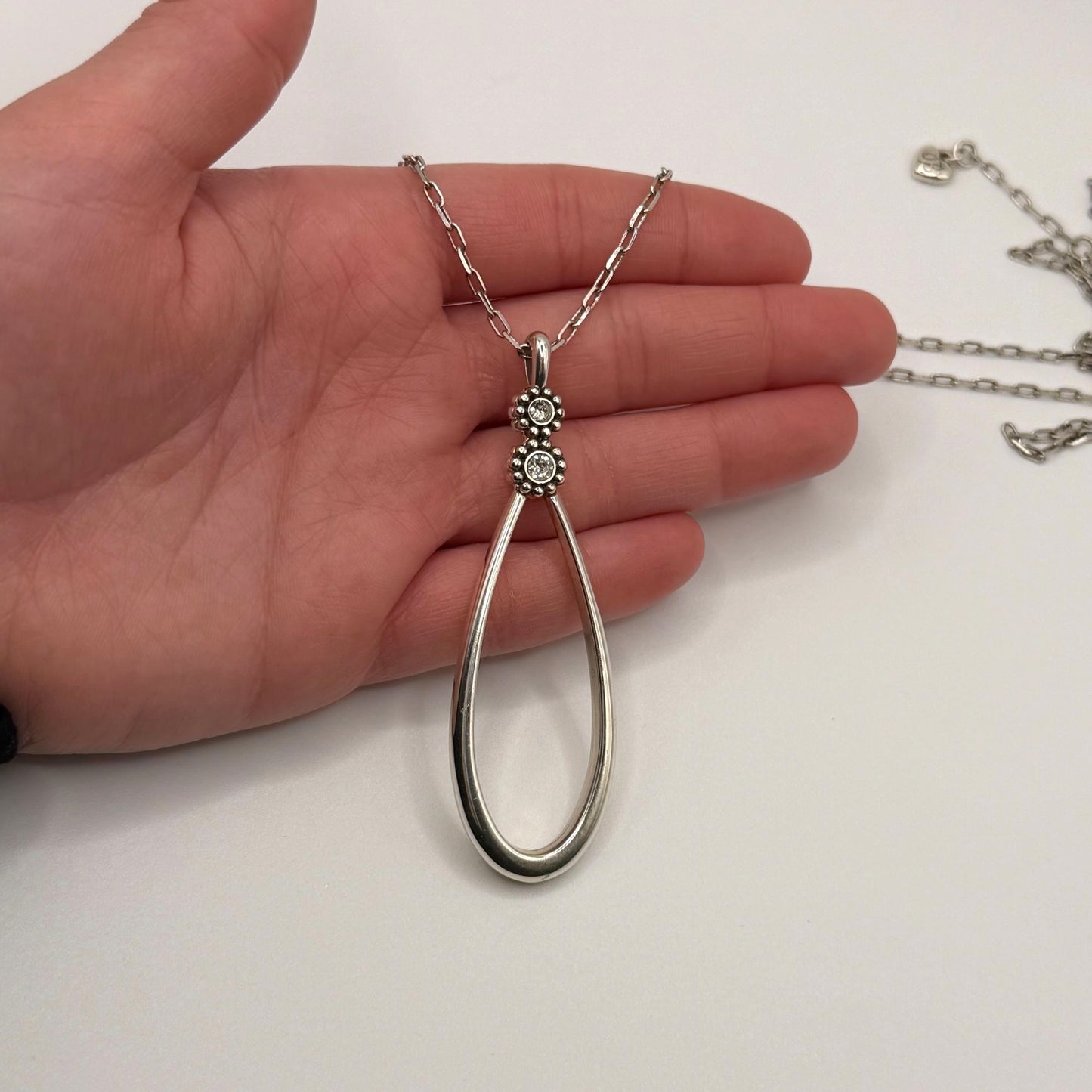 Brighton Twinkle Loop Linx Convertible Silver Teardrop Pendant Necklace