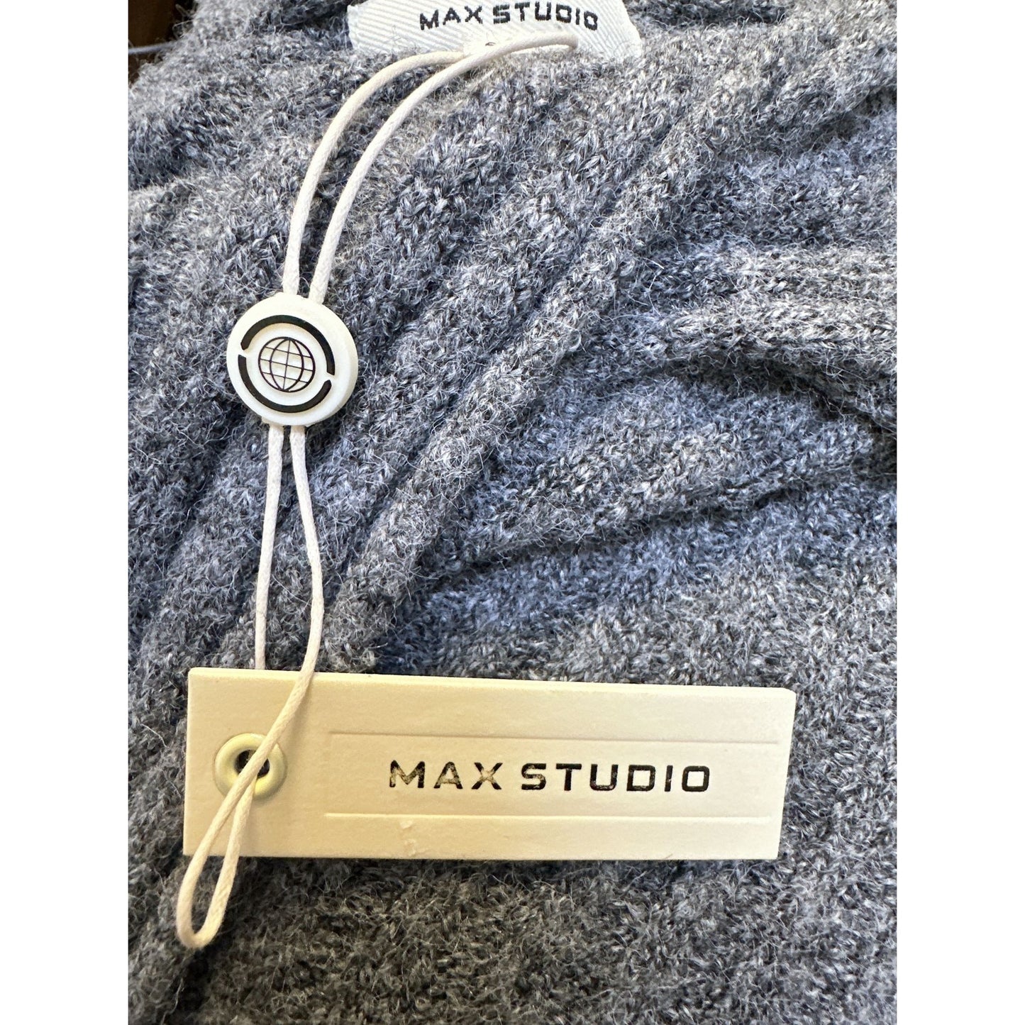 NWT Max Studio Gray Ribbed Asymmetrical Collar Pullover Sweater Size S