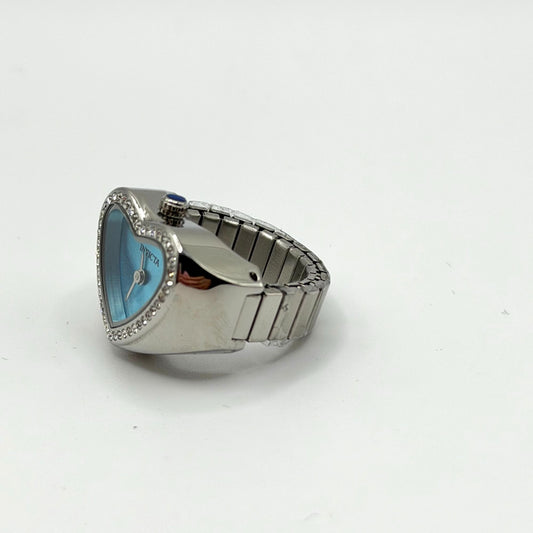 Invicta Angel Heart-Shaped Ring Watch With Blue Dial & Crystal Accents