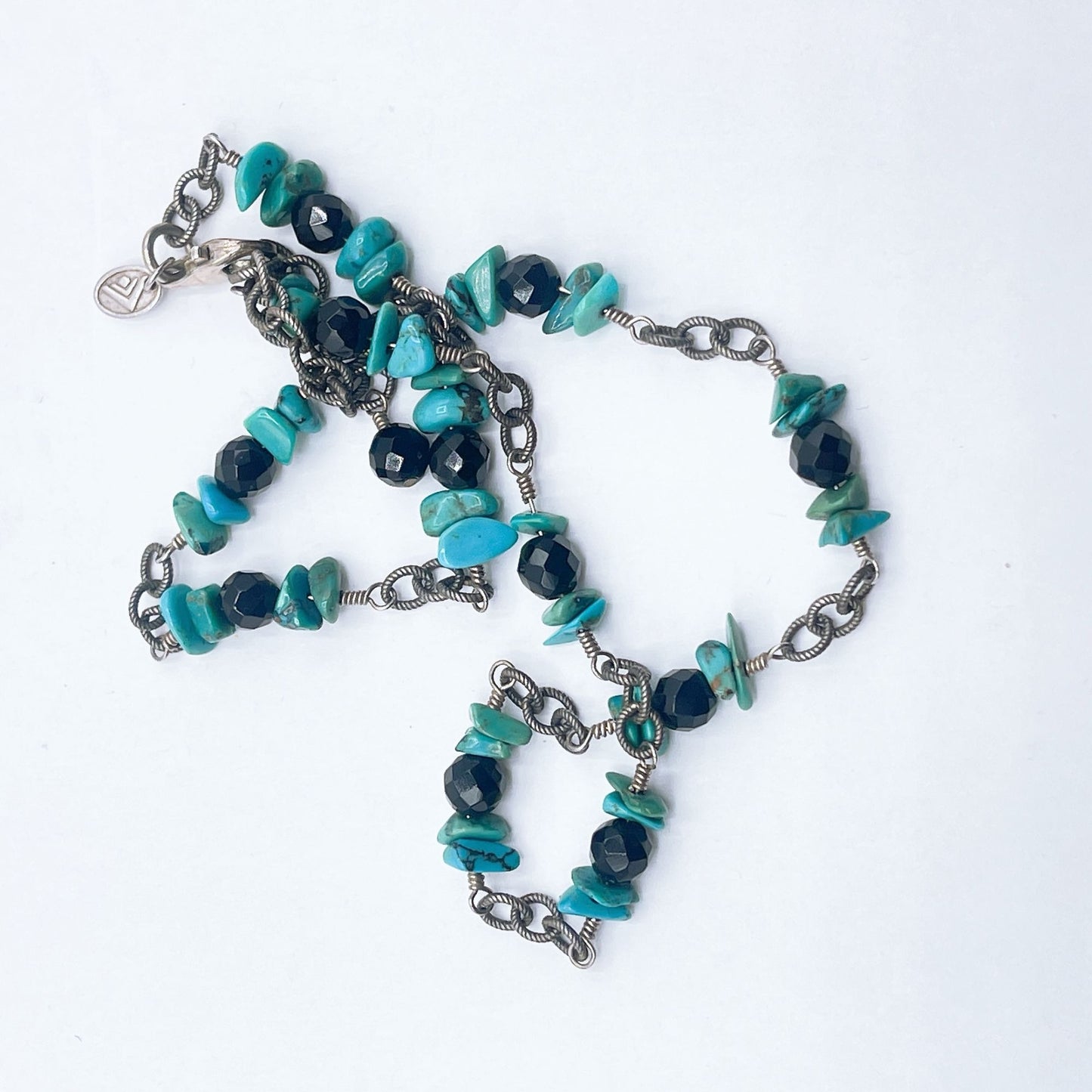 Silpada Turquoise Black Stone Beaded Sterling Silver 925 Necklace