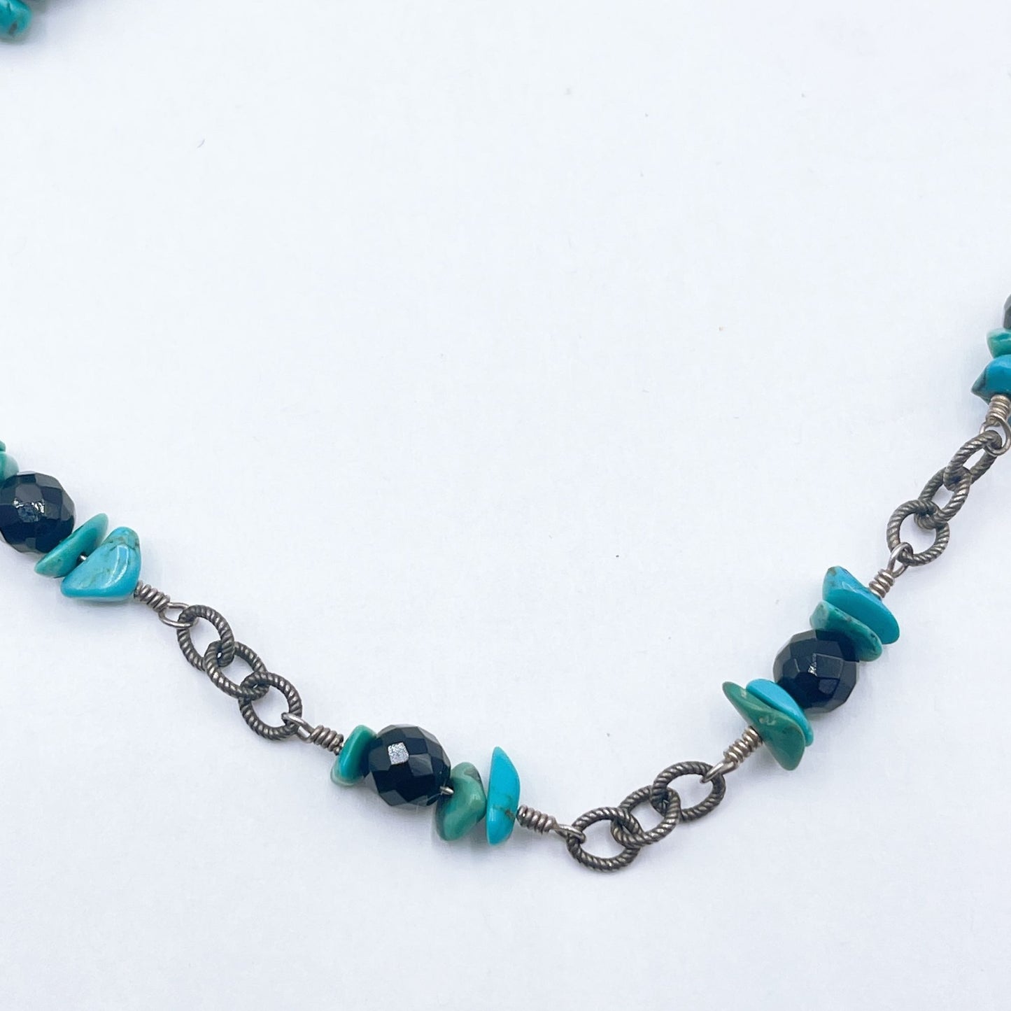 Silpada Turquoise Black Stone Beaded Sterling Silver 925 Necklace