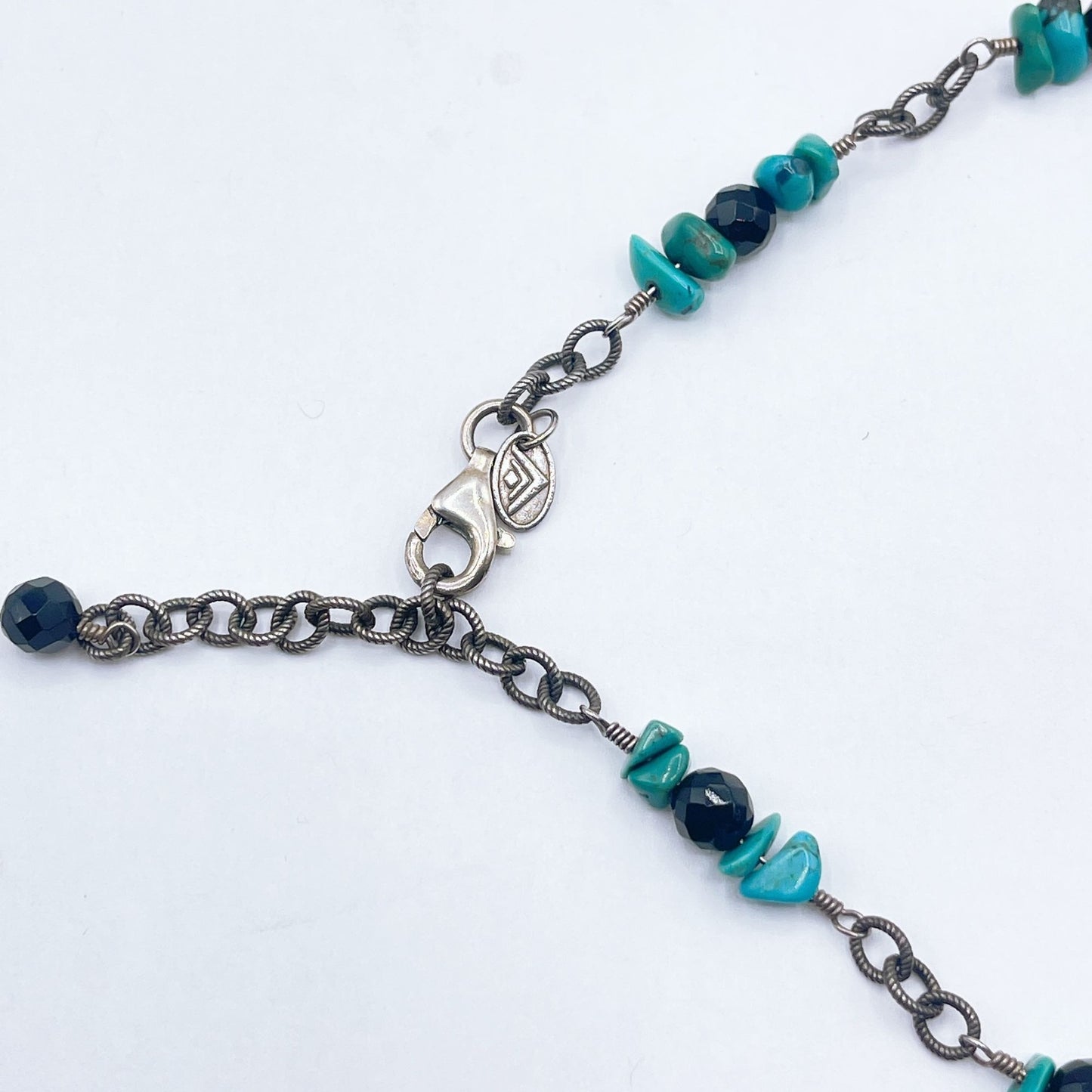 Silpada Turquoise Black Stone Beaded Sterling Silver 925 Necklace