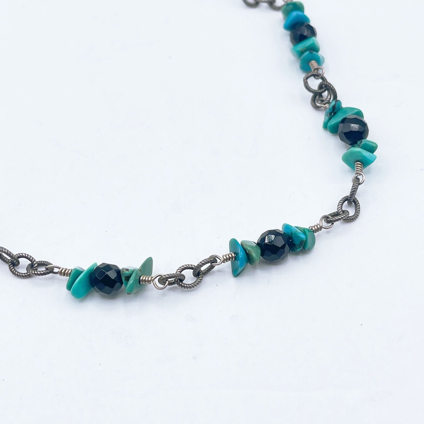 Silpada Turquoise Black Stone Beaded Sterling Silver 925 Necklace