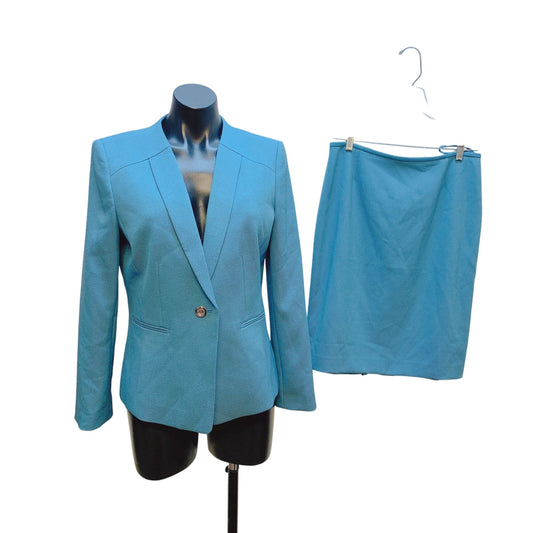 Tahari Blue Blazer & Skirt Suit Set Size 8