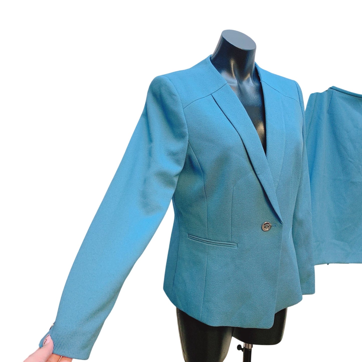 Tahari Blue Blazer & Skirt Suit Set Size 8