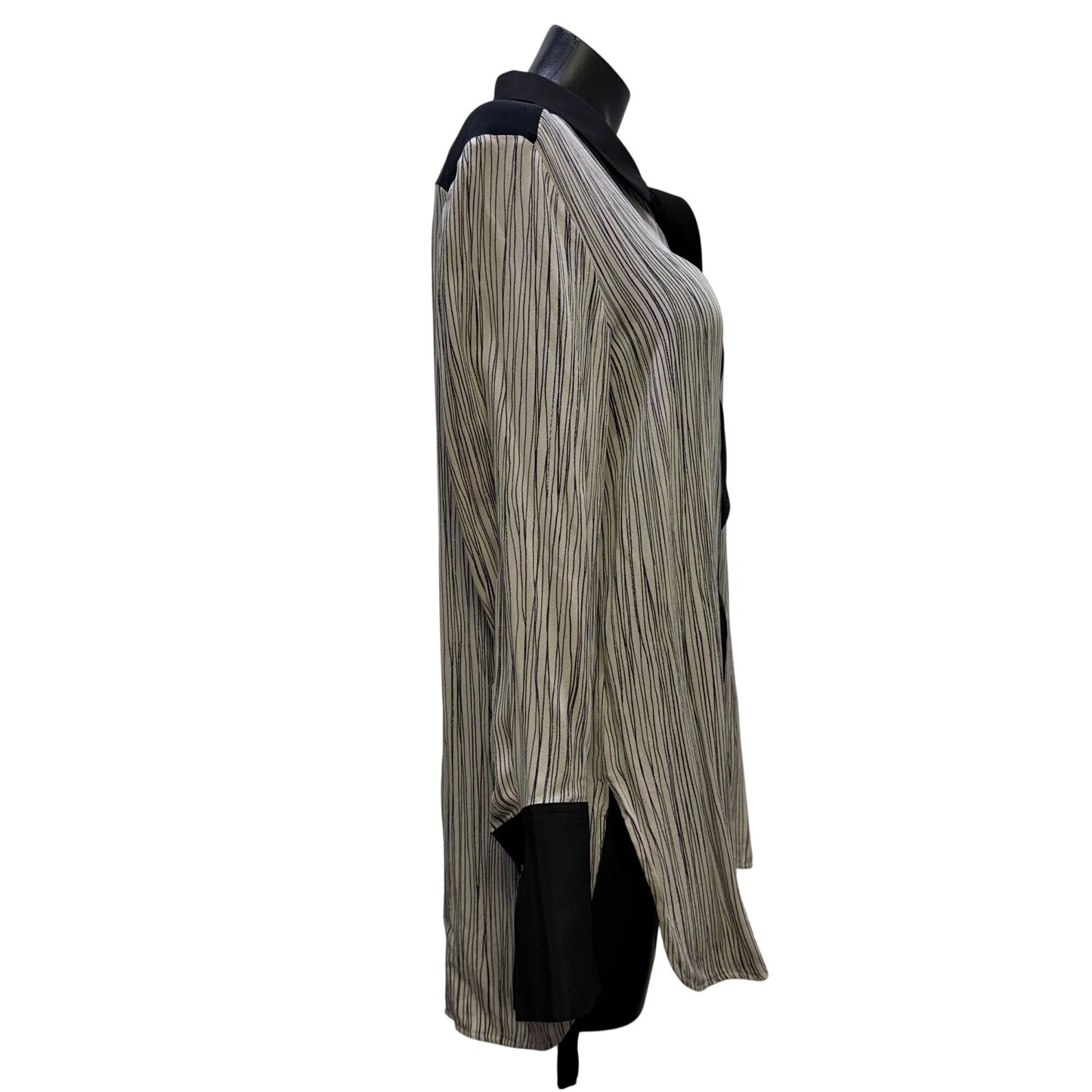 Vince Silk Blouse Black & White Long Sleeve Size L