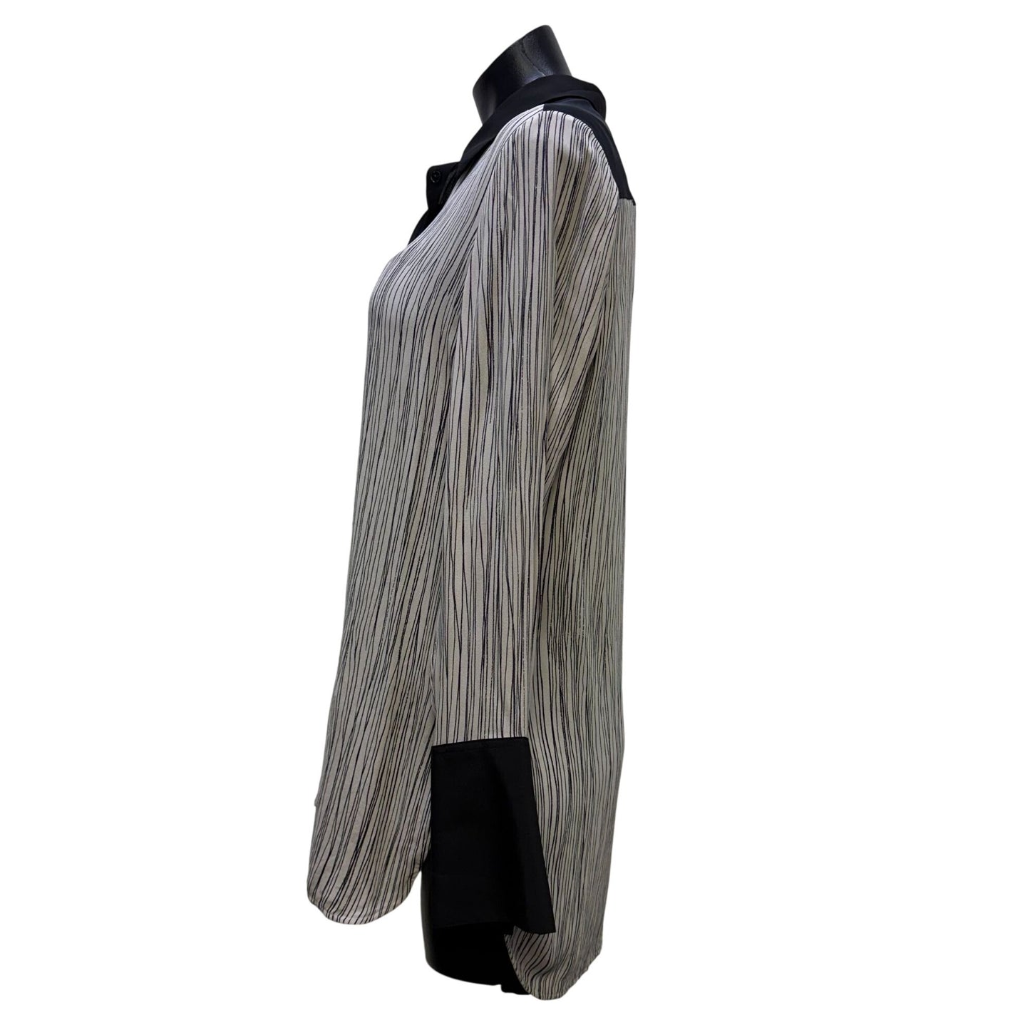 Vince Silk Blouse Black & White Long Sleeve Size L