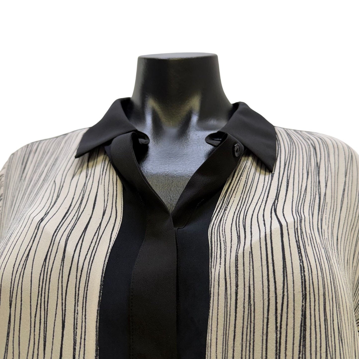 Vince Silk Blouse Black & White Long Sleeve Size L